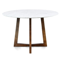 CDT976 1.15m Round Marble Dining Table - Dark Brown Base