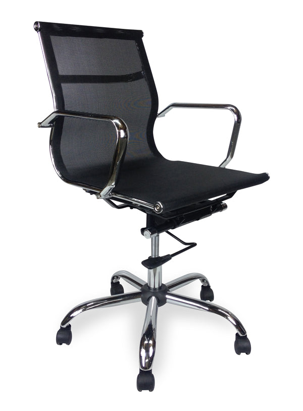 Designer Mesh Boardroom Office Chair - Low Back - Black - View 3