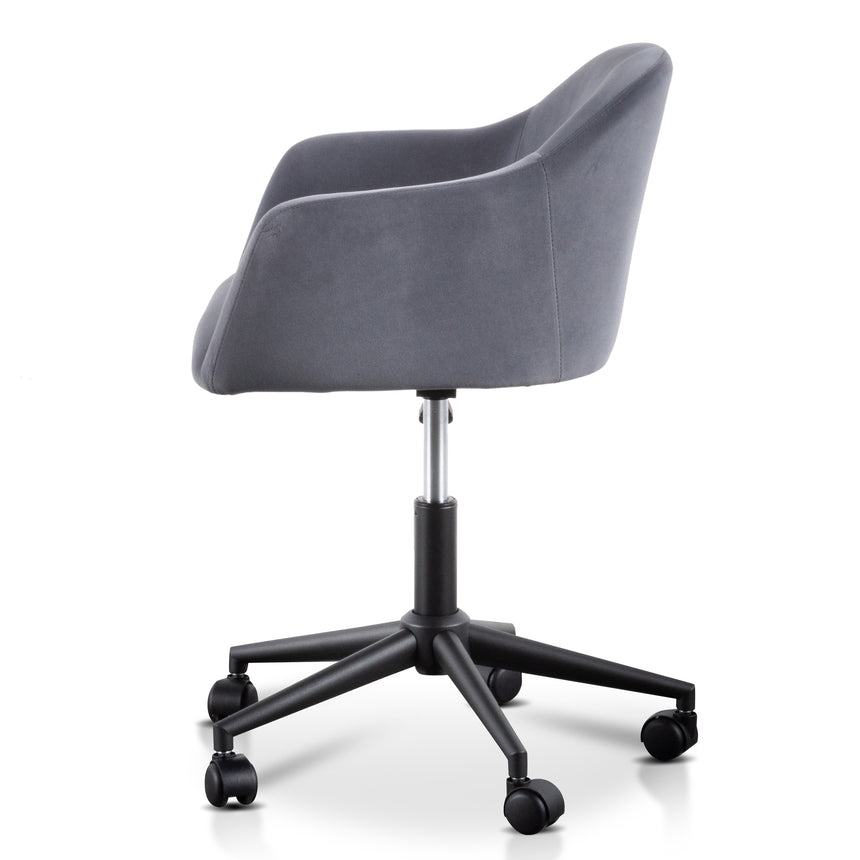 Charcoal Velvet office Chair | Black Base | Myka Home - View 3