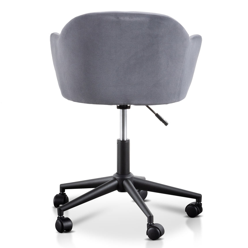Charcoal Velvet office Chair | Black Base | Myka Home - View 5