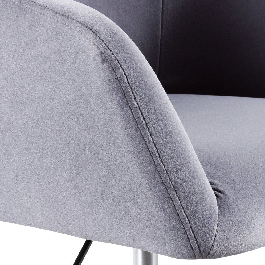 Charcoal Velvet office Chair | Black Base | Myka Home - View 7