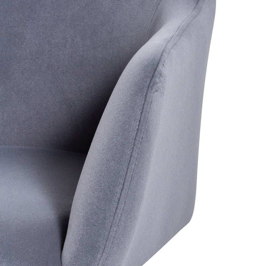 Charcoal Velvet office Chair | Black Base | Myka Home - View 9