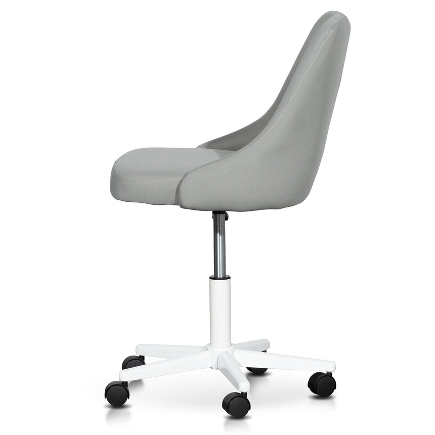 Grey Fabric Office Chair | White Base | Myka Home - View 3
