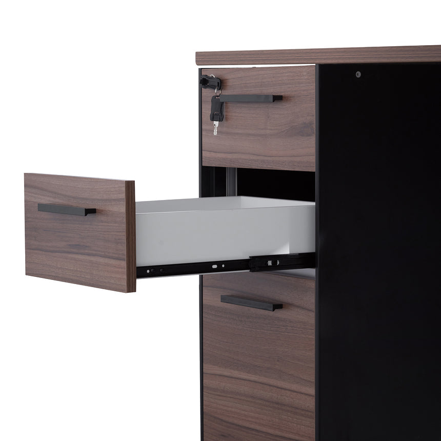 1.6m Single Seater Walnut Office Desk | Black Legs | Myka Home - View 8