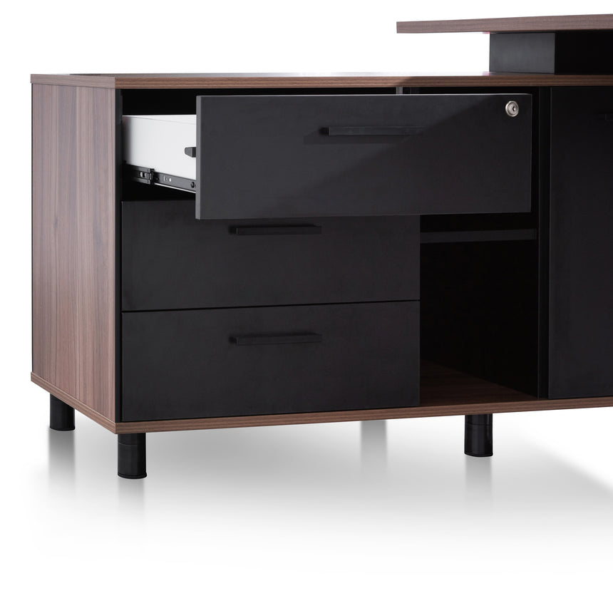 1.8m Executive Desk Left Return with Black Legs | Walnut | Myka Home - View 9