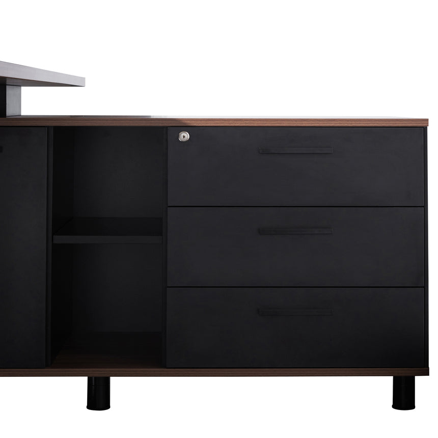 1.8m Executive Desk Right Return with Black Legs | Walnut | Myka Home - View 5