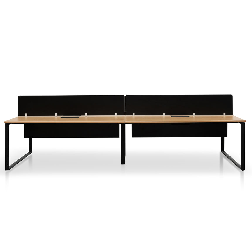 4 Seater Workstation with Privacy Screen | Natural - Black | Myka Home - View 2