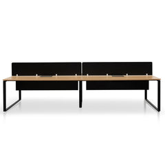 COT6739-SN-OF6164-SN-2xOT6163-SN 4 Seater Workstation with Black Screen - Natural Top - Black Base