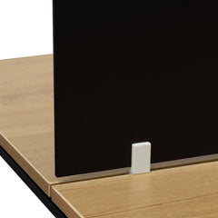 COT6739-SN-OF6164-SN-2xOT6163-SN 4 Seater Workstation with Black Screen - Natural Top - Black Base