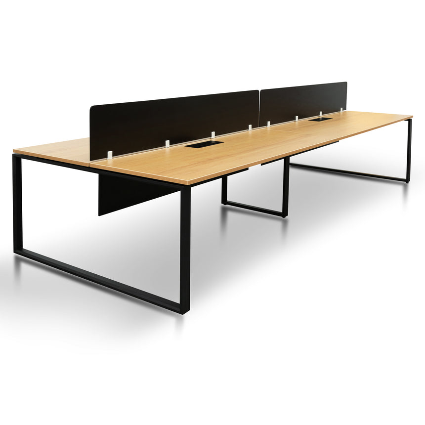 4 Seater Workstation with Privacy Screen | Natural - Black | Myka Home - View 9