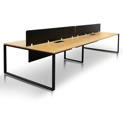 COT6739-SN-OF6164-SN-2xOT6163-SN 4 Seater Workstation with Black Screen - Natural Top - Black Base