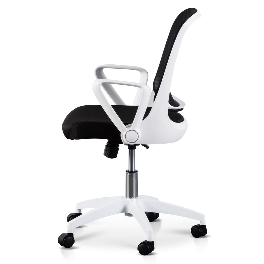 Black Office Chair | White Arm and Base | Myka Home - View 3