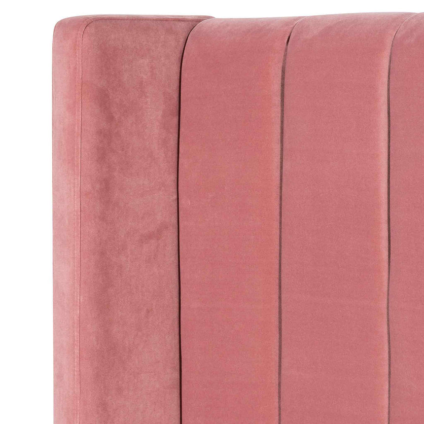 Florence King Bed Frame | Blush Peach Velvet | Myka Home - View 5