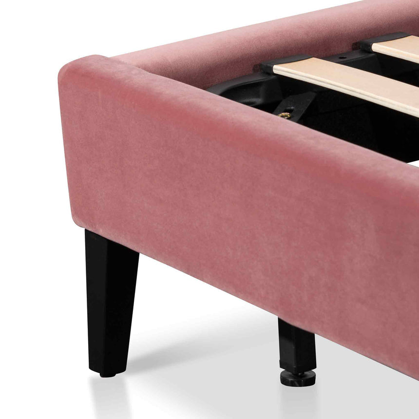 Florence King Bed Frame | Blush Peach Velvet | Myka Home - View 6