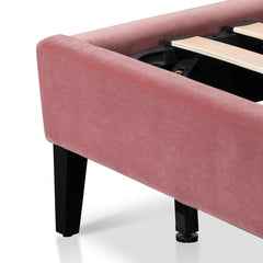 Florence King Bed Frame | Blush Peach Velvet | Myka Home
