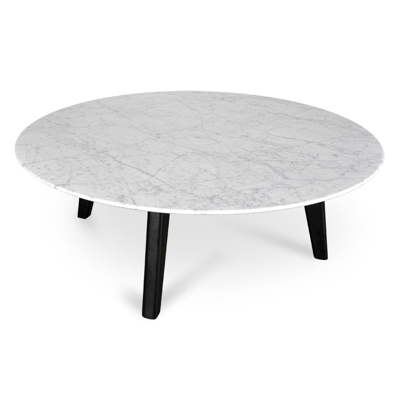 100cm Marble Coffee Table with Black Legs - View 3