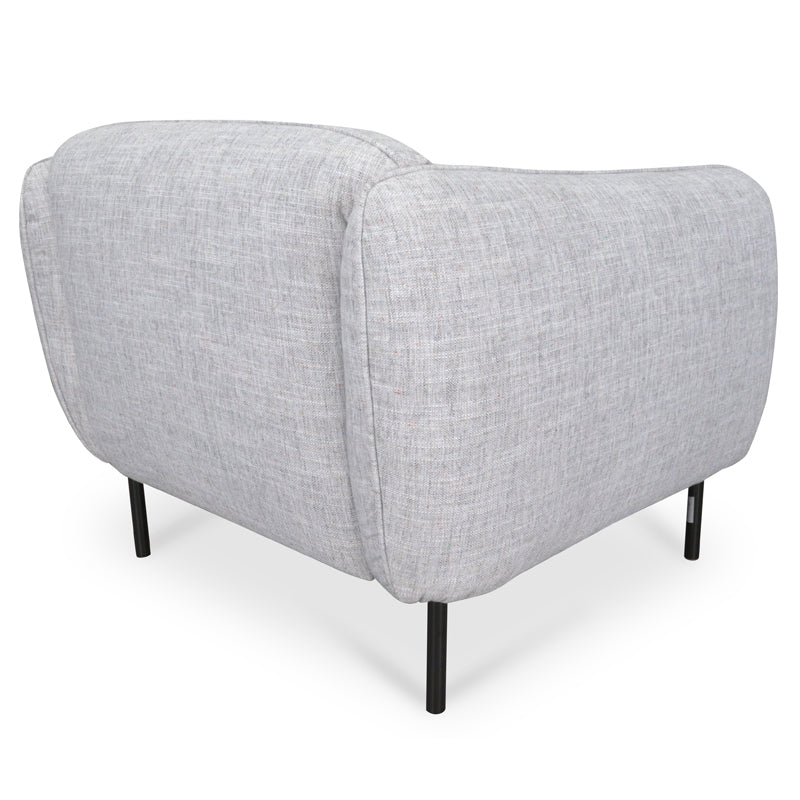 Armchair in Light Spec Grey | Black Metal Legs | Myka Home - View 2