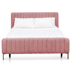 Crest King Bed Frame | Blush Peach Velvet | Myka Home