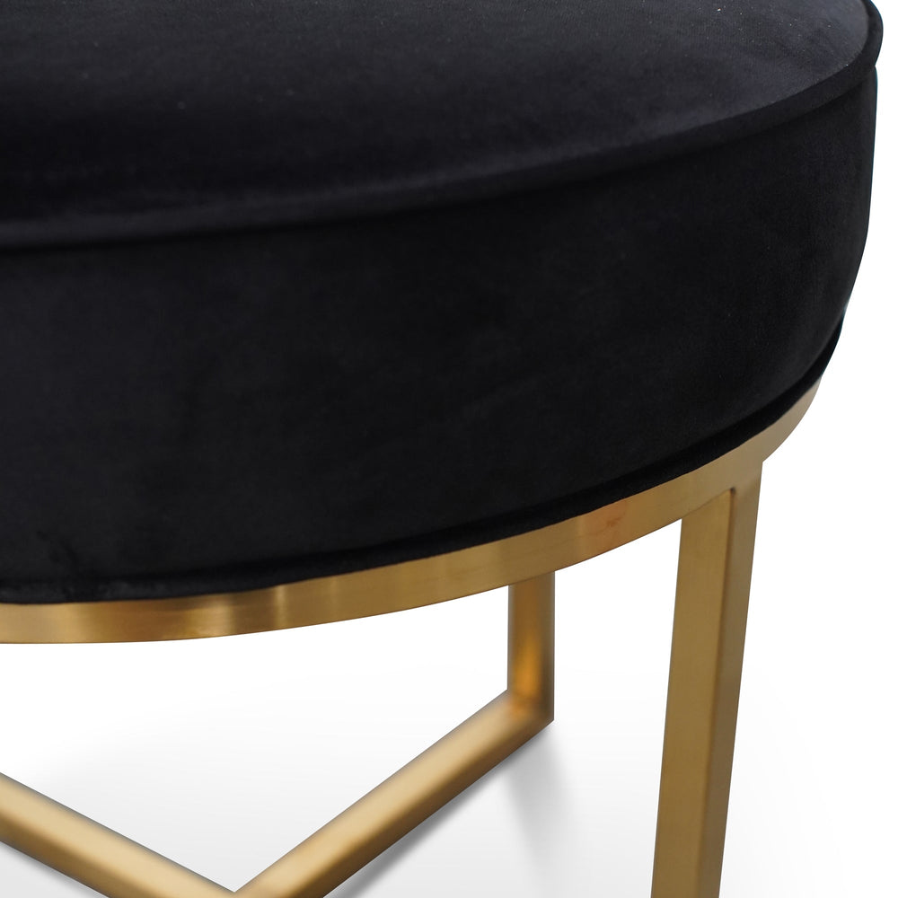 Steel Frame Ottoman In Black Velvet Seat - Brushed Gold Base - View 3