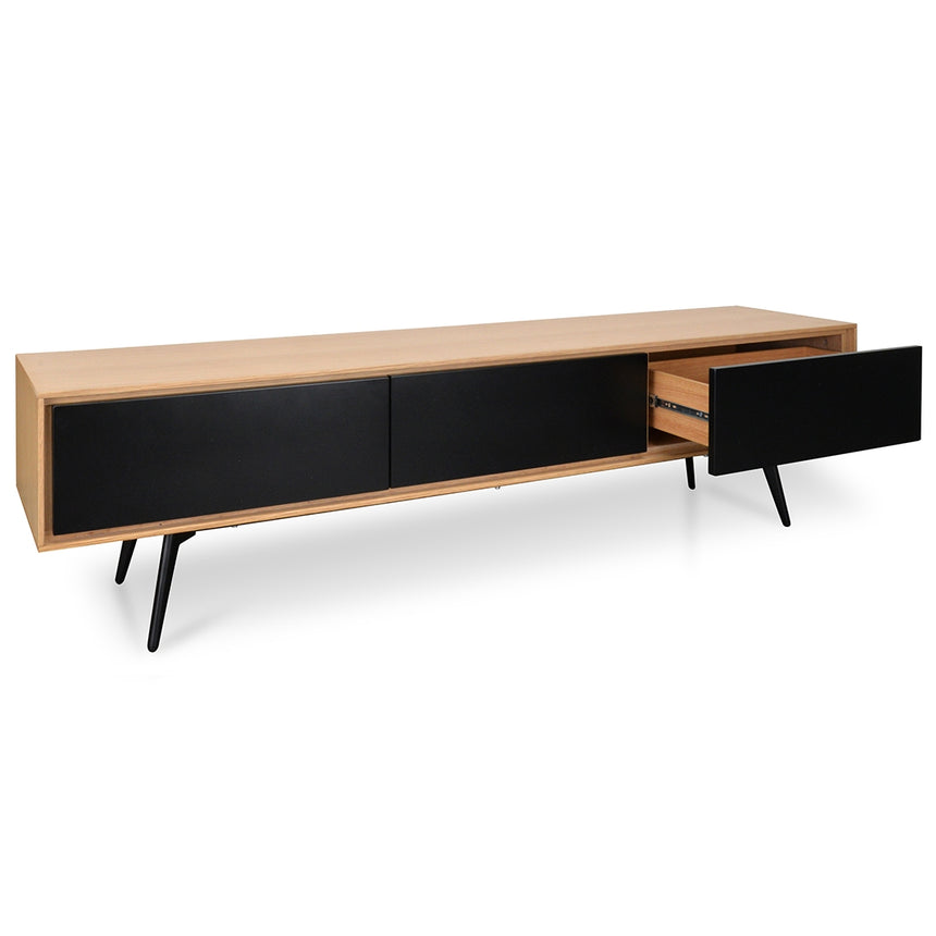 TV Unit With Black Drawers | Natural | Myka Home - View 4