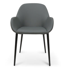 Dining Chair in Charcoal Grey PU With Black Legs ( | Black | Myka Home