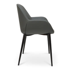 Dining Chair in Charcoal Grey PU With Black Legs ( | Black | Myka Home