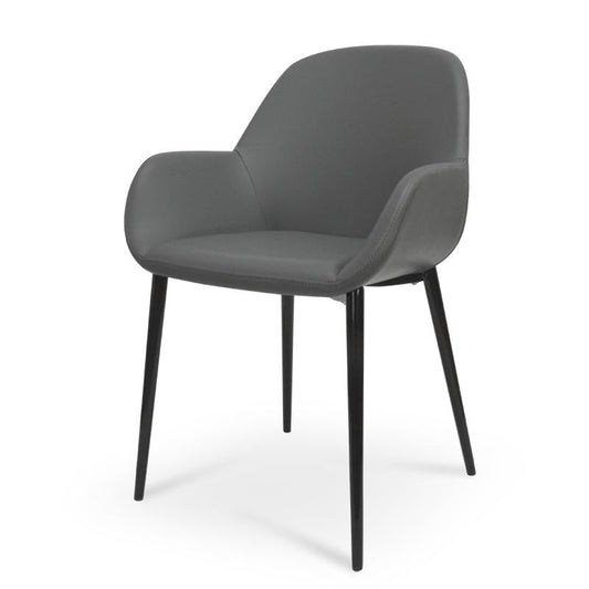 Dining Chair in Charcoal Grey PU With Black Legs ( | Black | Myka Home