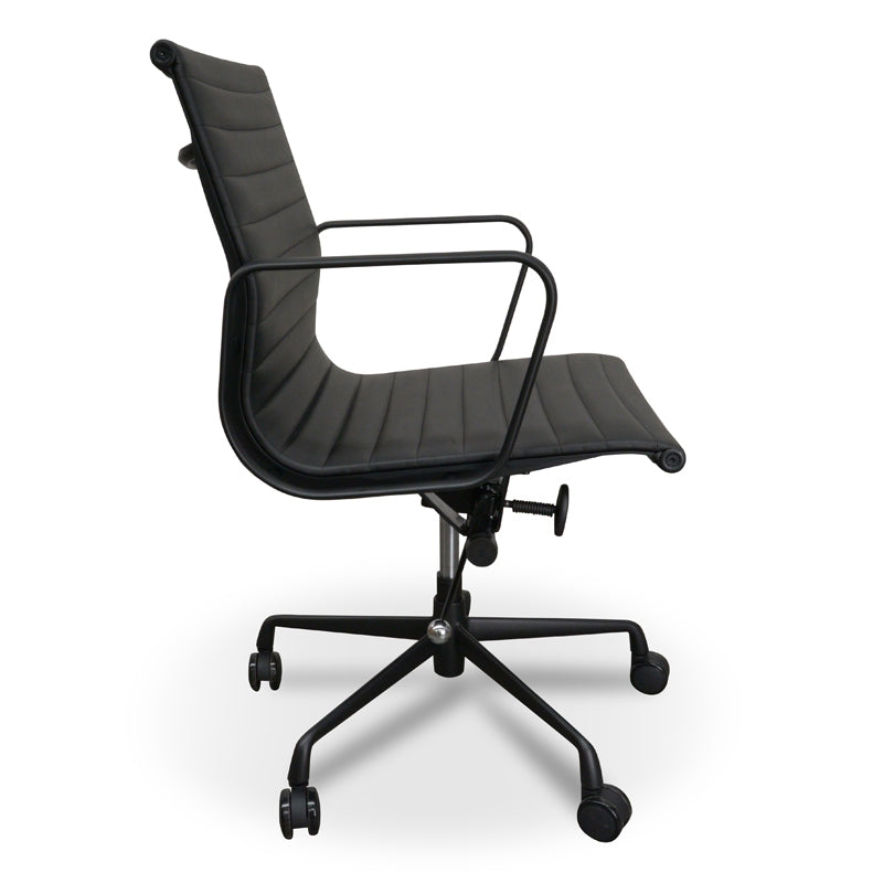 PU Leather Office Chair - Full Black - View 3