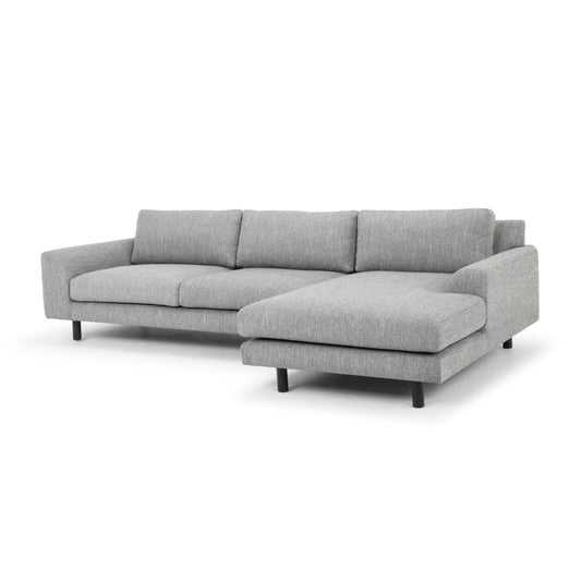 3 Seater Right Chaise Sofa | Graphite Grey With Black Legs | Myka Home