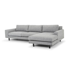3 Seater Right Chaise Sofa | Graphite Grey With Black Legs | Myka Home