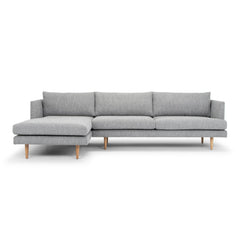 Seater With Left Chaise Sofa - Graphite Grey with Natural Legs