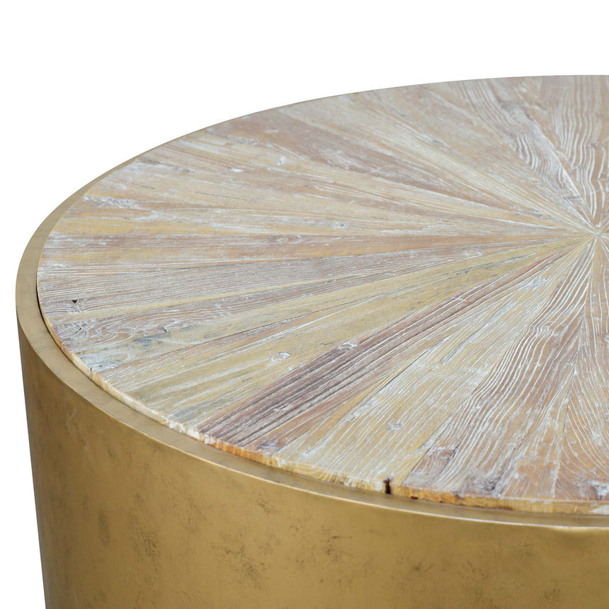 1m Round Elm Coffee Table - View 3
