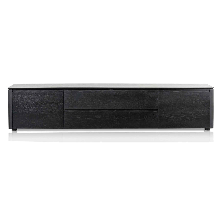 TV Entertainment Unit with Middle Drawer | Black Oak | Myka Home - View 11