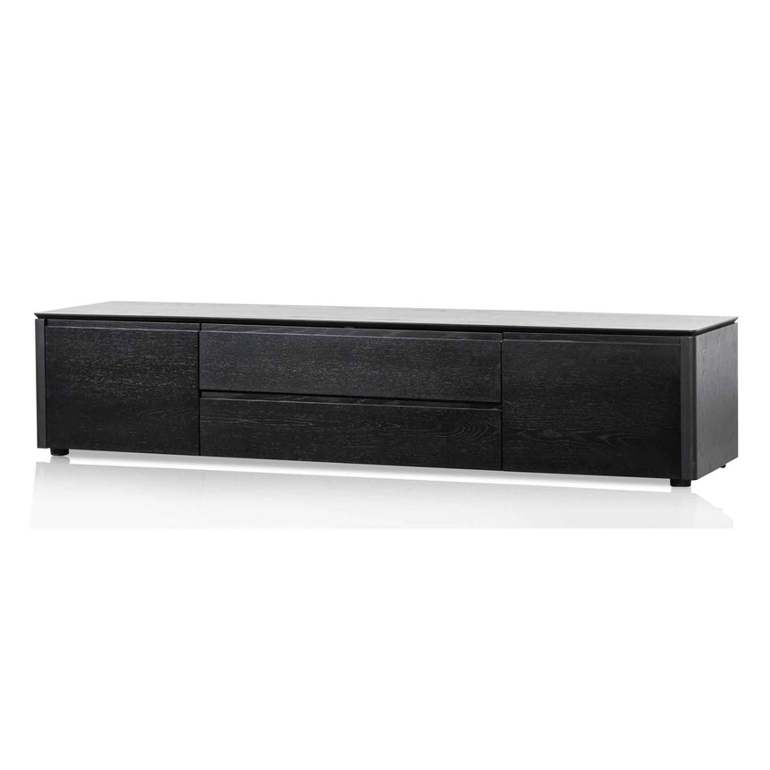 TV Entertainment Unit with Middle Drawer | Black Oak | Myka Home