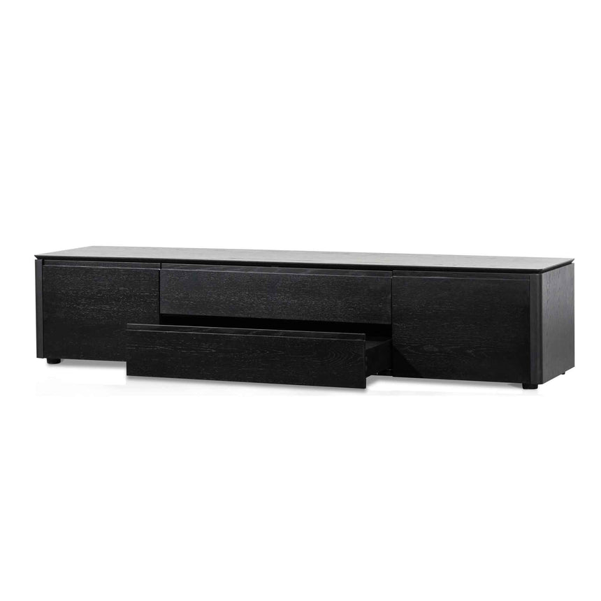 TV Entertainment Unit with Middle Drawer | Black Oak | Myka Home - View 3