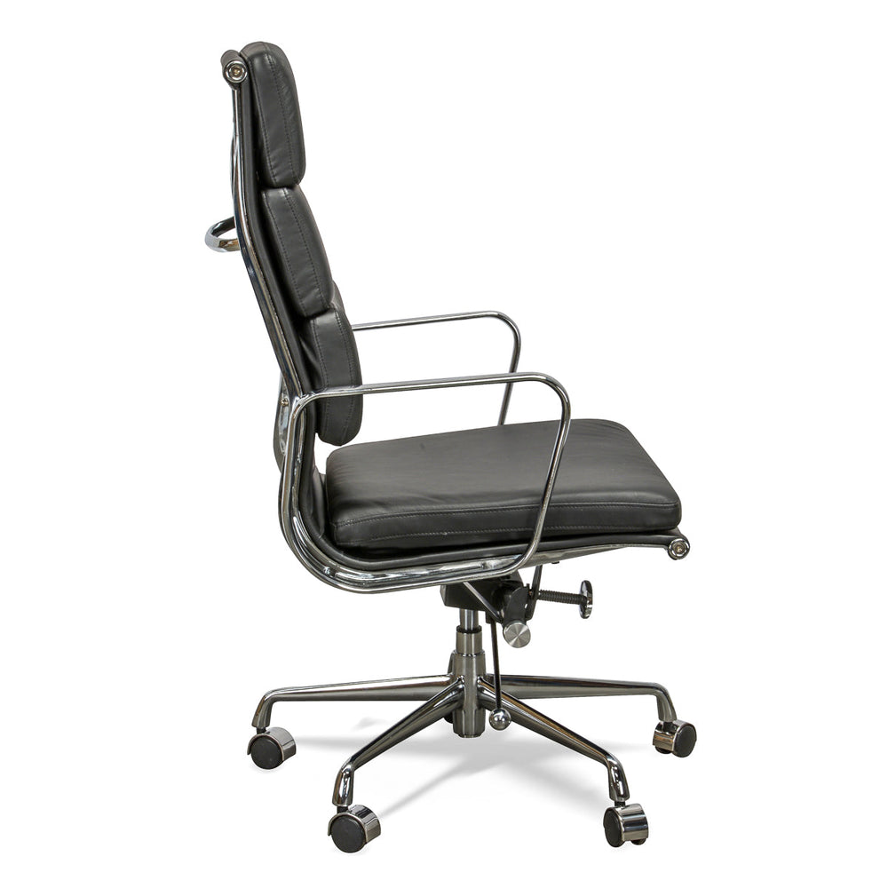 High Back Office Chair - Black Leather - View 3