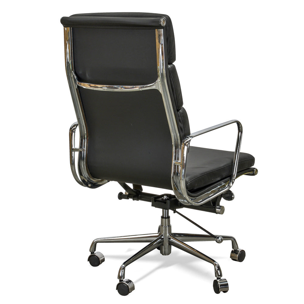 High Back Office Chair - Black Leather - View 4