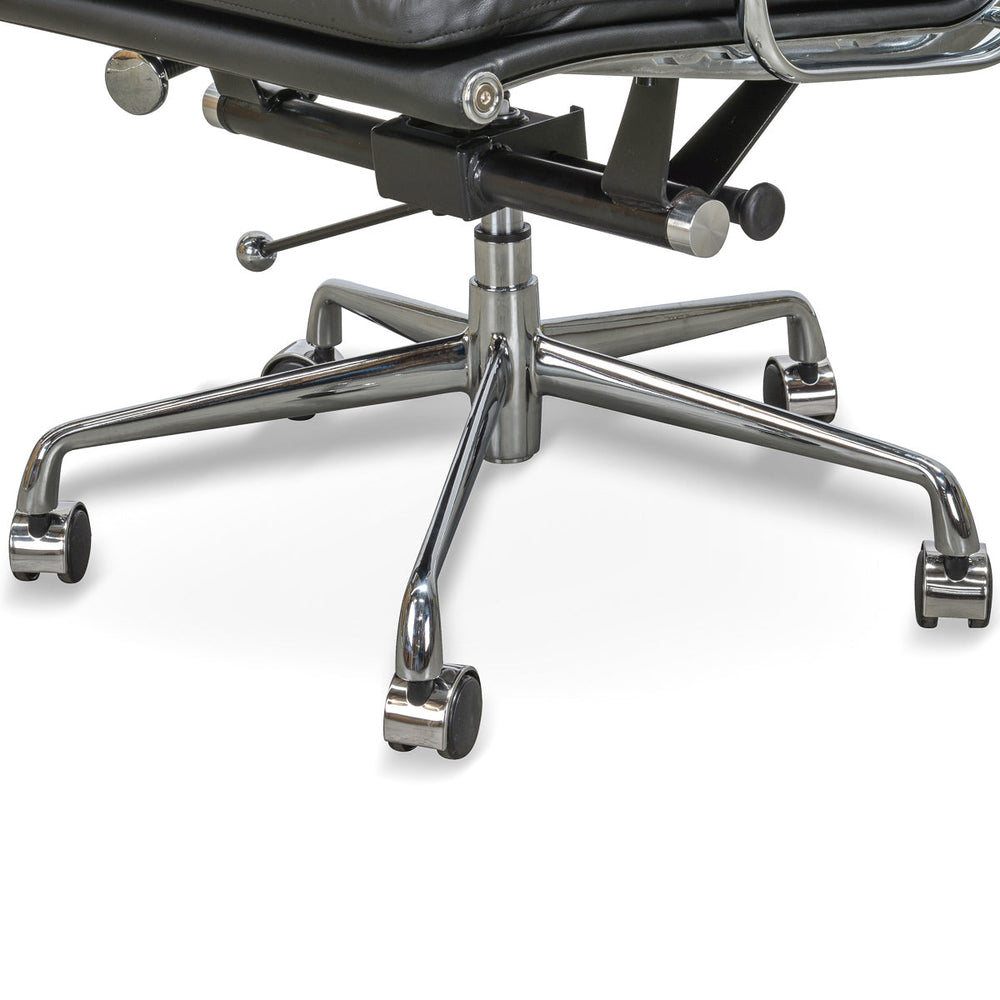 High Back Office Chair - Black Leather - View 6