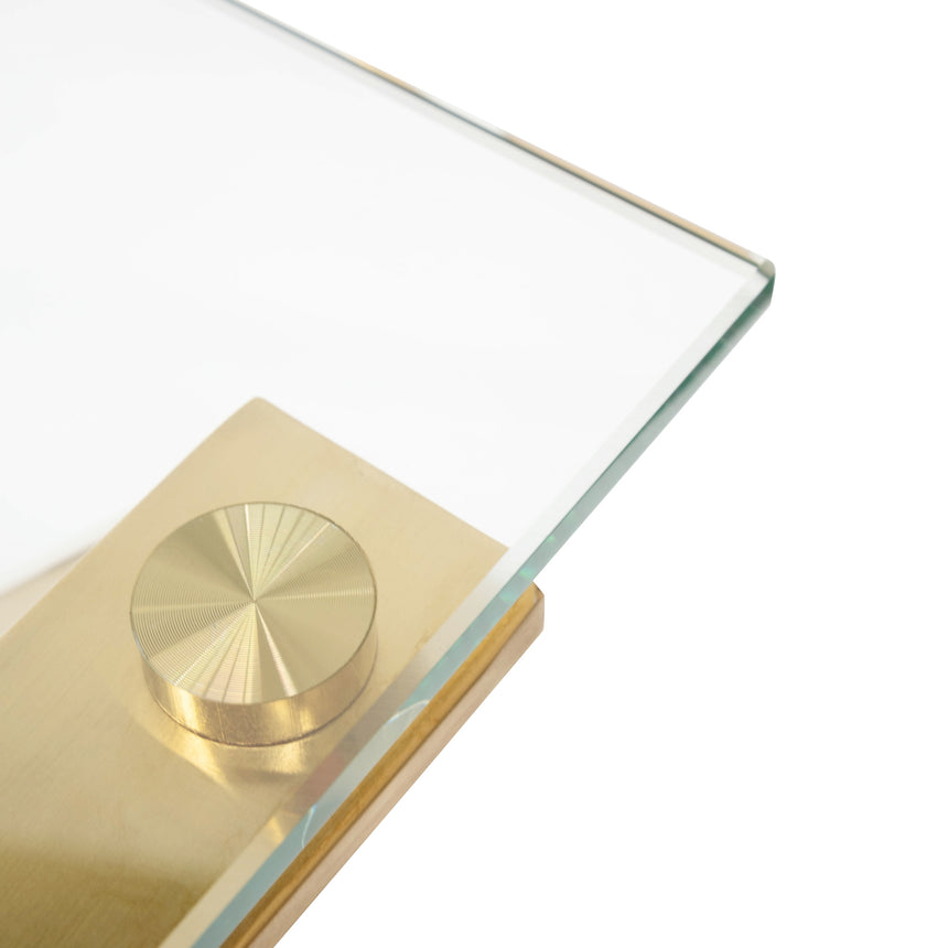 120cm Glass Home Office Desk | Brushed Gold Base | Myka Home - View 7