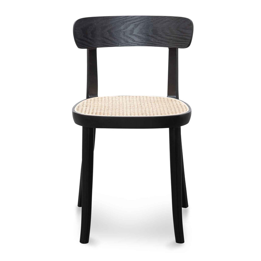 Rattan Dining Chair - Black with Natural Seat (Set of 2) - View 3