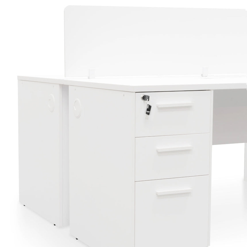 Ex Display - COT092-SN 2 Seater 160cm Office Desk With Privacy Screen - White - Upgraded Legs - View 6
