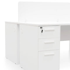 Ex Display - COT092-SN 2 Seater 160cm Office Desk With Privacy Screen - White - Upgraded Legs