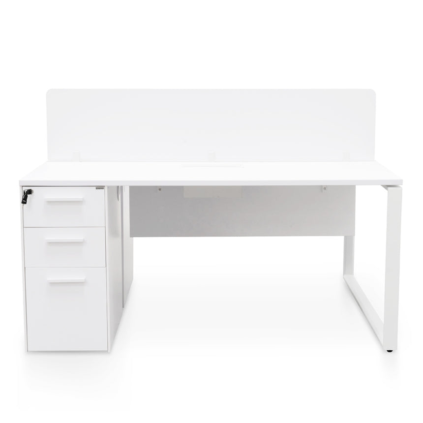 2 Seater 160cm Office Desk With Privacy Screen | White - | Myka Home