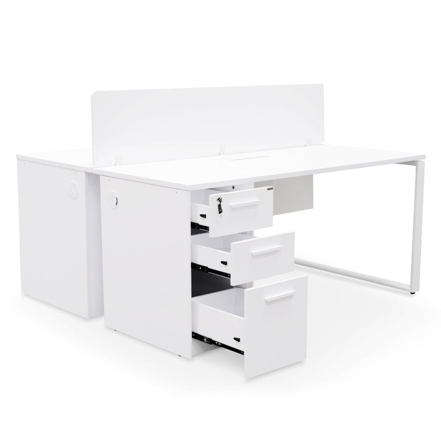 Ex Display - COT092-SN 2 Seater 160cm Office Desk With Privacy Screen - White - Upgraded Legs - View 5