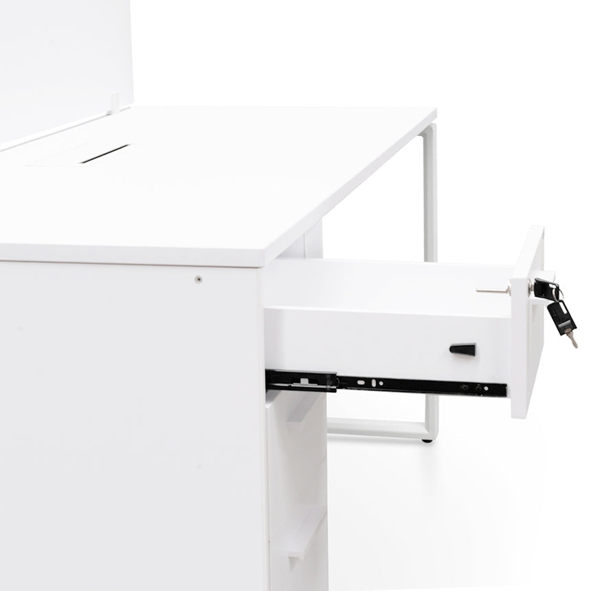 2 Seater 160cm Office Desk With Privacy Screen | White - | Myka Home - View 4
