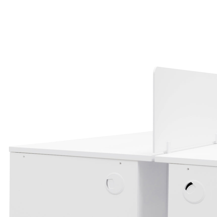 2 Seater 160cm Office Desk With Privacy Screen | White - | Myka Home - View 7