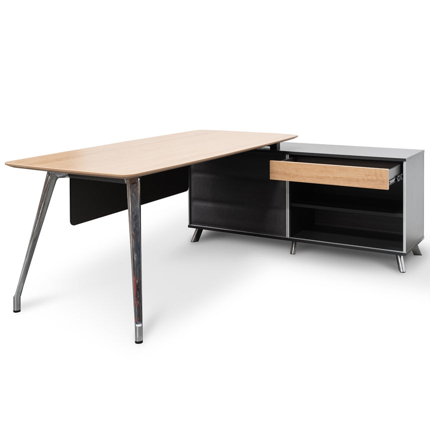 2m Right Return Office Desk | Natural - Black | Myka Home - View 2