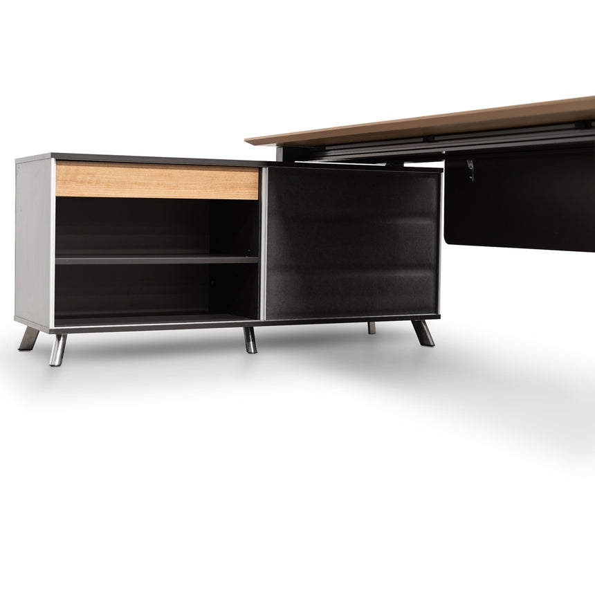 2m Left Return Office Desk | Natural - Black | Myka Home - View 3