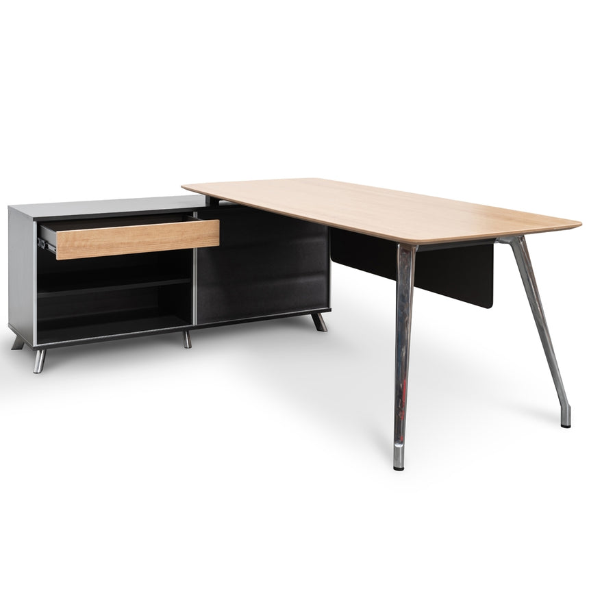 2m Left Return Office Desk | Natural - Black | Myka Home - View 2