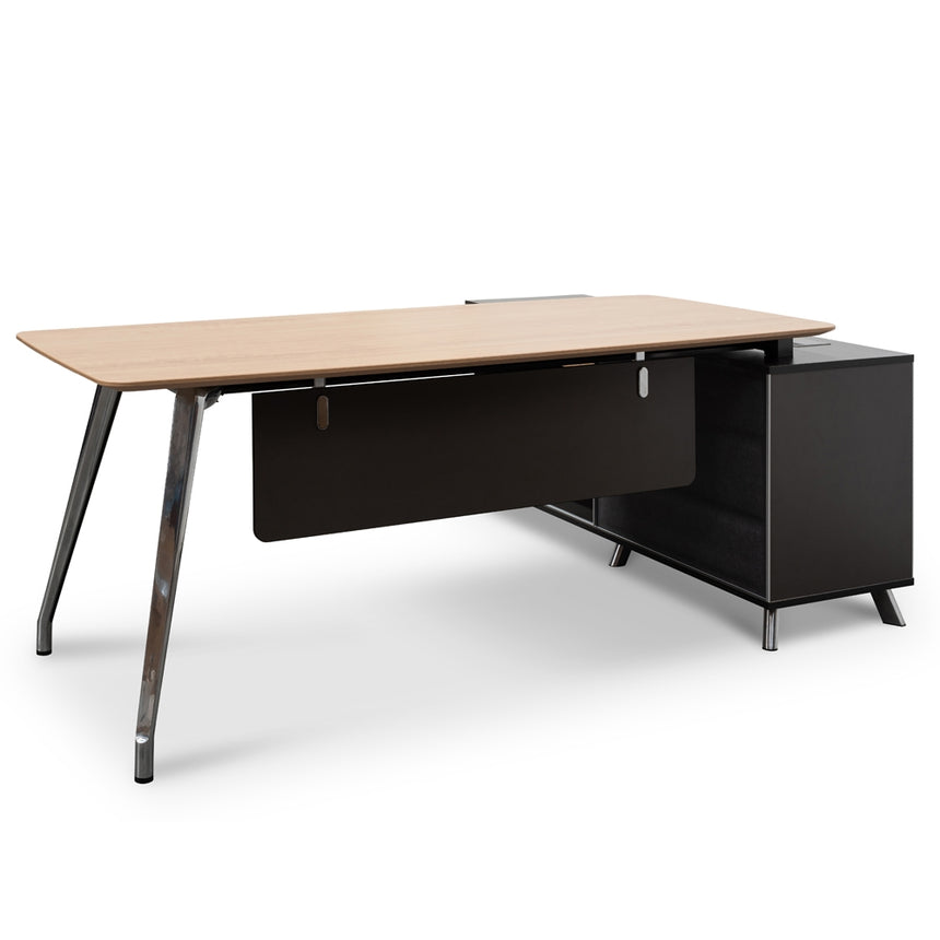2m Left Return Office Desk | Natural - Black | Myka Home - View 5